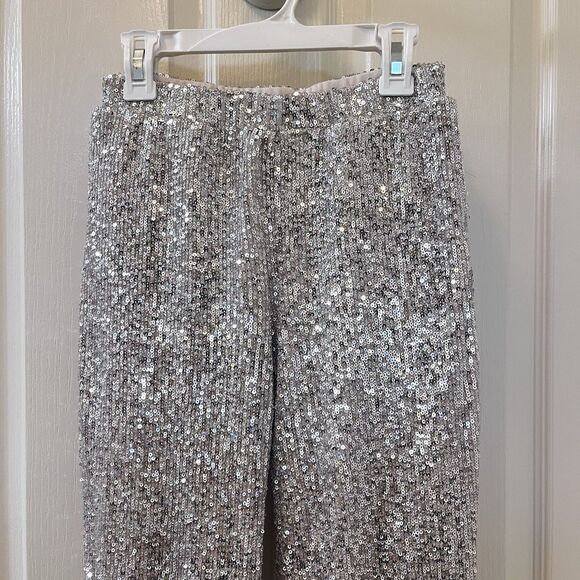 Art Class Silver Sequin Jogger Pants Elastic Waist Girls Size Medium 7-8 - Picture 2 of 12